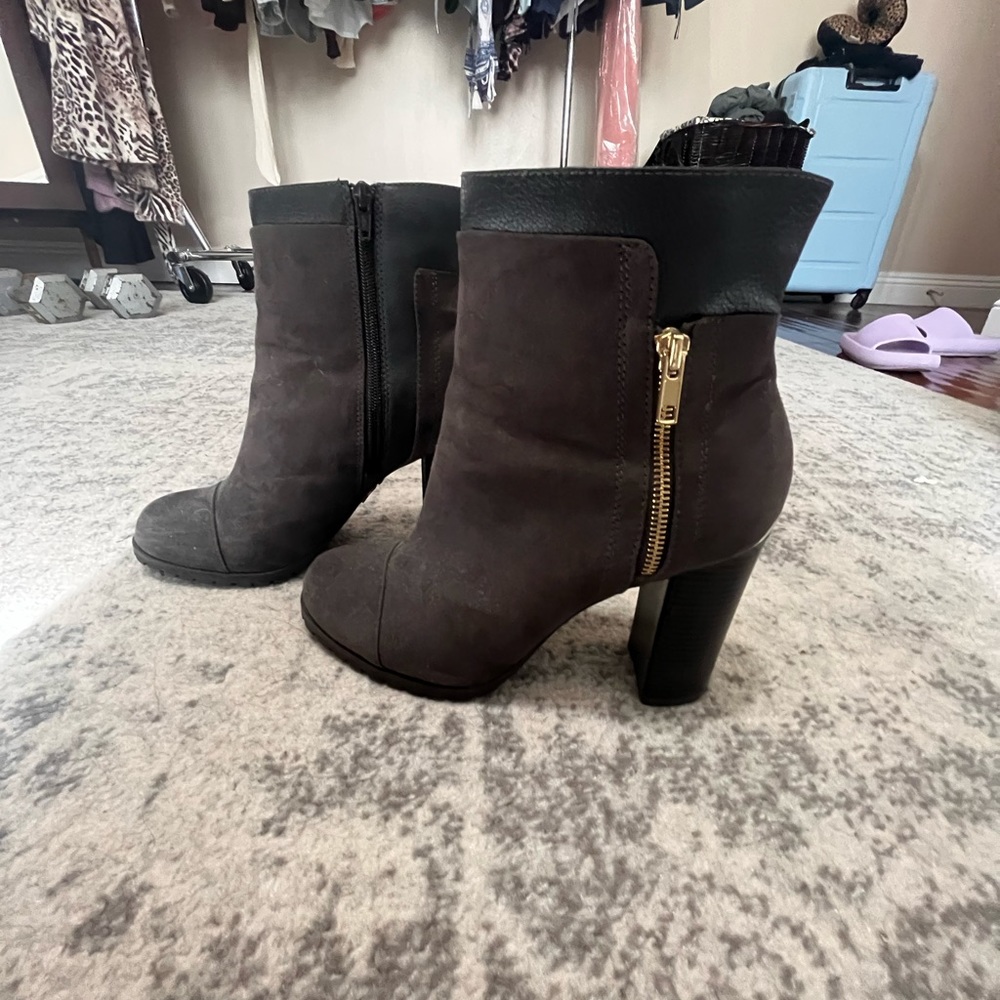 Grey Suede Booties